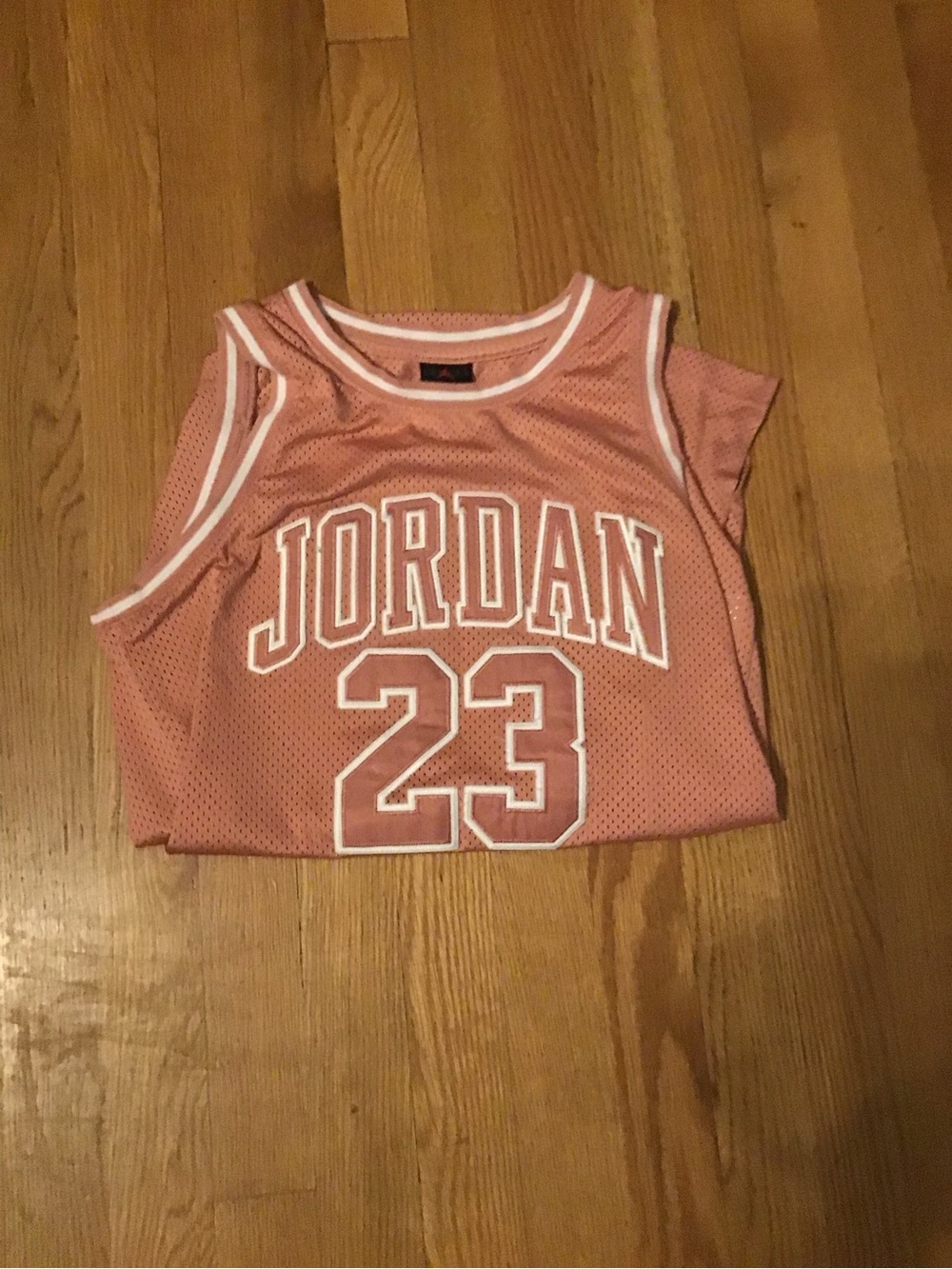 Jordan Peach Mesh Athletic Tank with White Trim